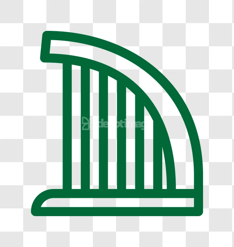Green Celtic Harp Outline Icon