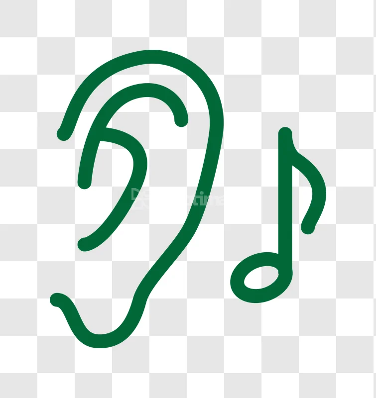 Green Ear Musical Note Listening Icon