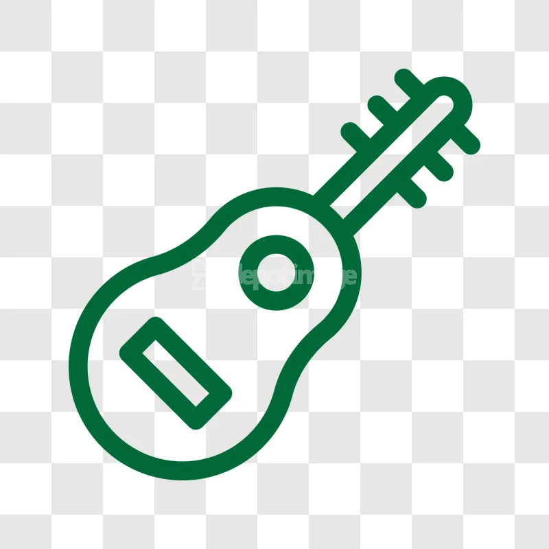 Green Guitar Music Instrument Outline Icon green line art transparent background