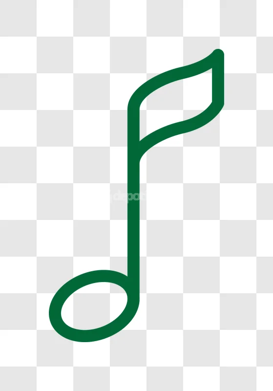 Green Musical Eighth Note Icon Outline
