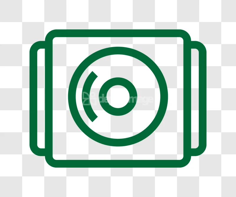 Green Outline Cd Drive Icon flat outlined transparent background