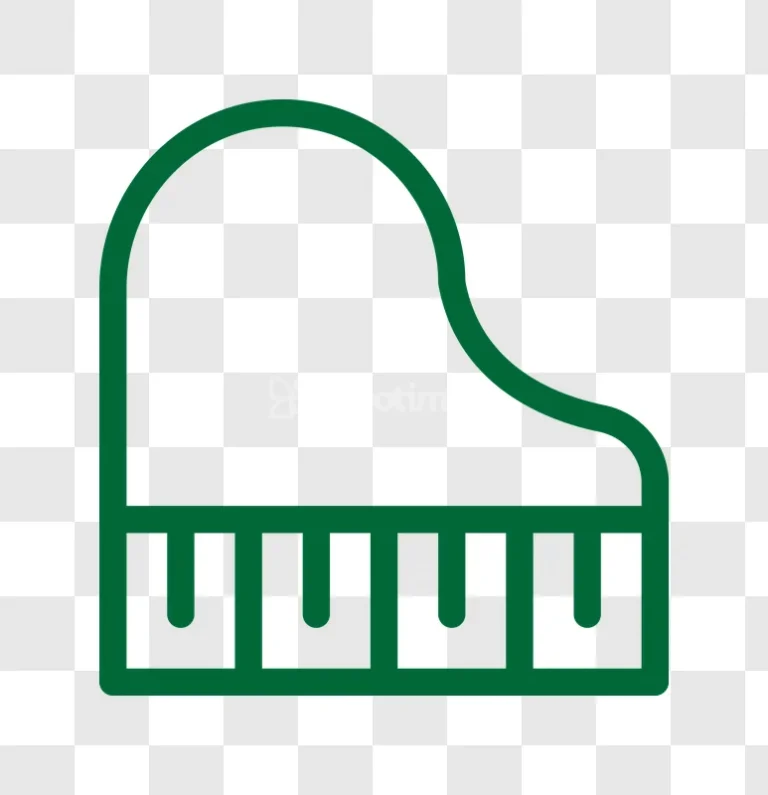 Green Outline Grand Piano Music Icon