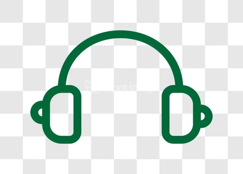 Green Outline Headphones Audio Icon simple line art transparent background
