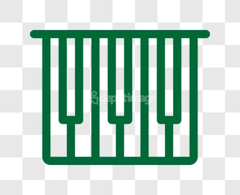 Green Outline Piano Keys Icon Musical
