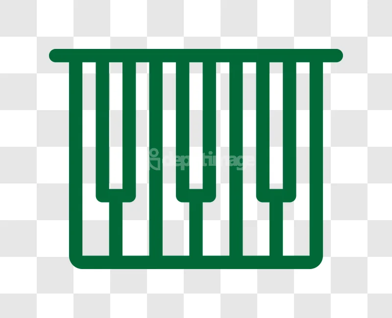 Green Outline Piano Keys Icon Musical minimalist green outline graphic