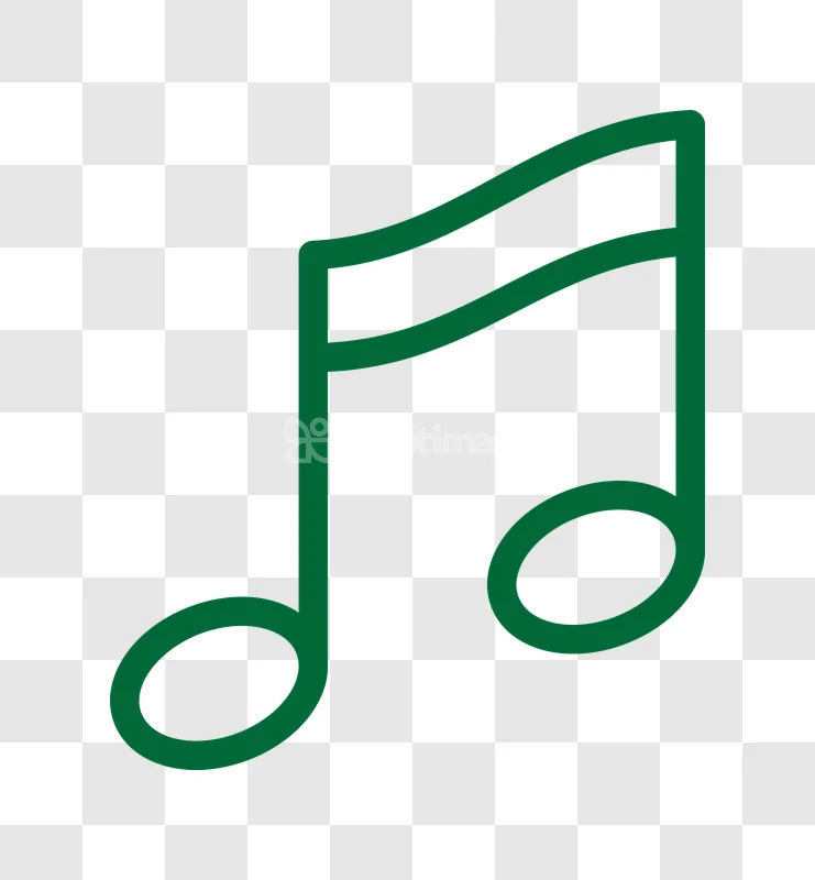 Green Outlined Music Note Icon Simple