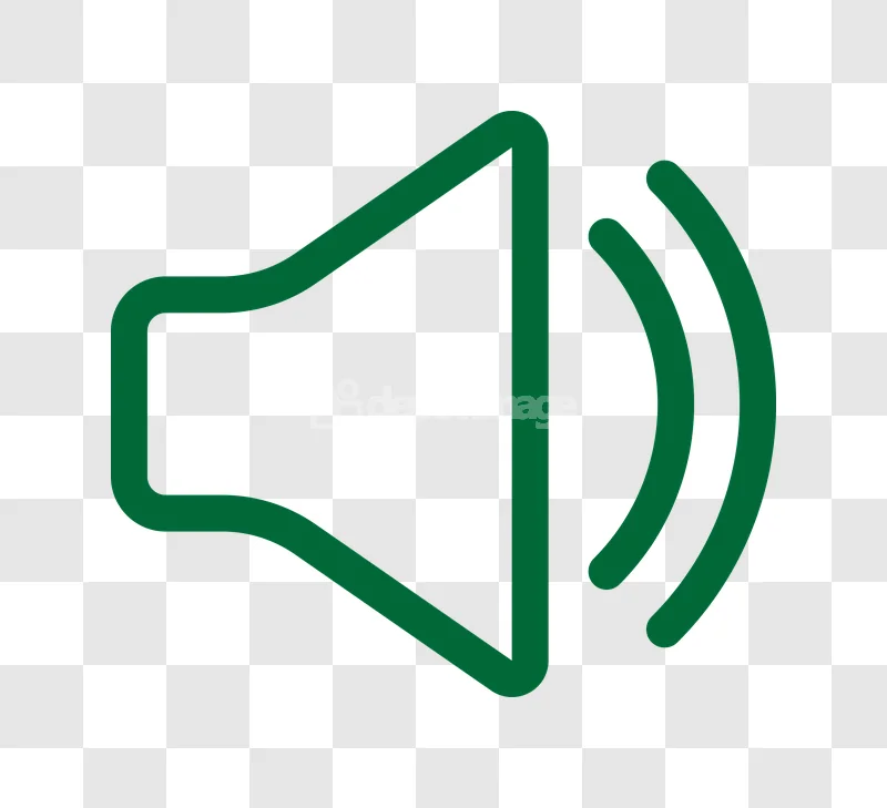 Green Volume Loud Sound Icon Outline, bold green outline transparent background
