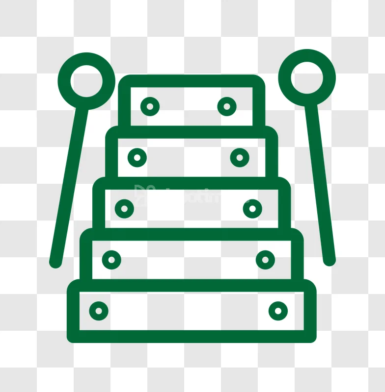 Green Xylophone Icon Musical Instrument flat outline black background