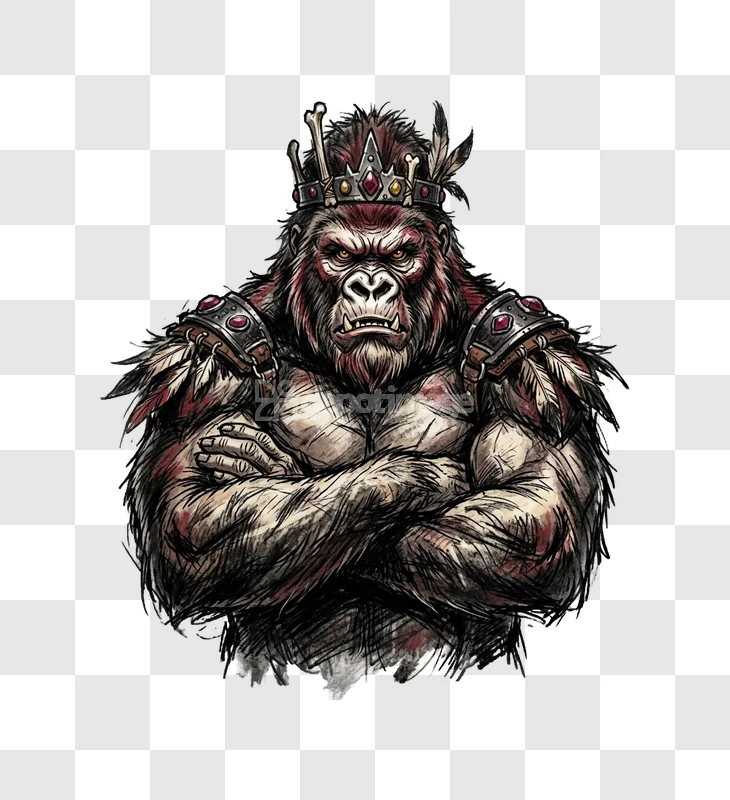 Hand Drawn Gorilla King Crown