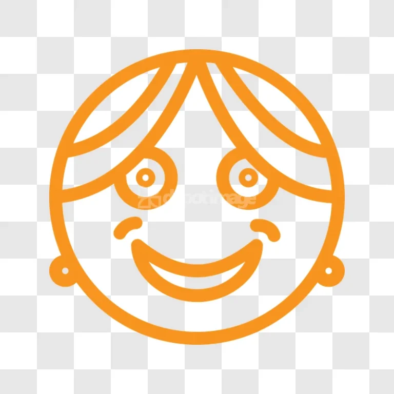 Happy Face Outline Orange Icon