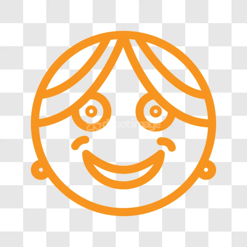 Happy Face Outline Orange Icon line art cheerful expression