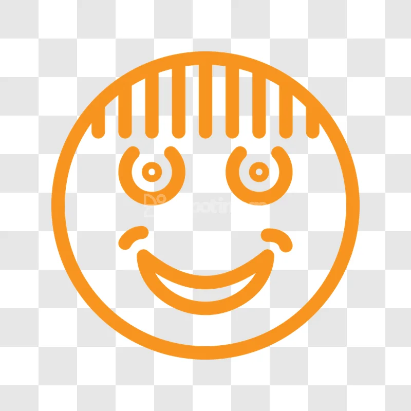Happy Smiley Face Orange Outline Icon flat orange line art