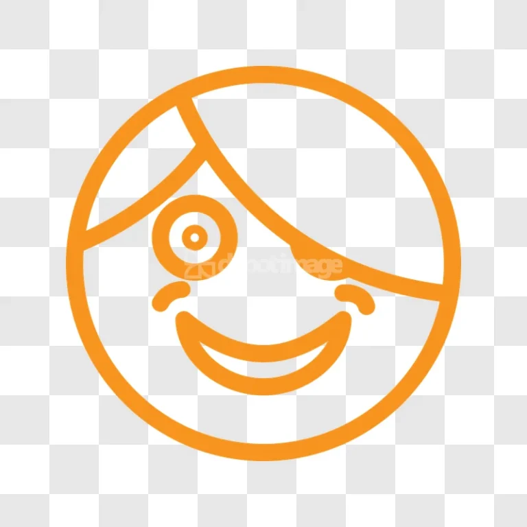 Happy Winking Face Outline Orange Icon