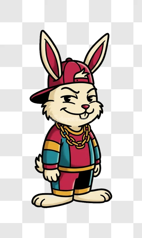 Hip Hop Bunny Cartoon Winking Face