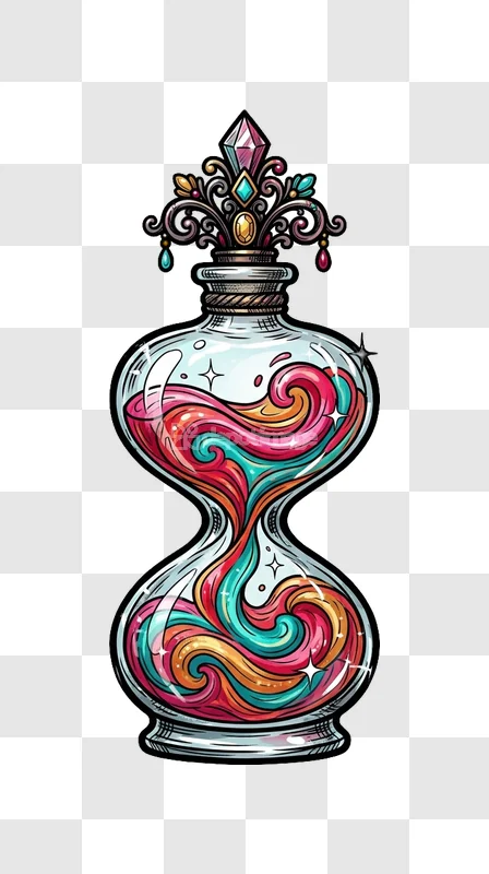 Hourglass Colorful Magic Potion Cartoon Art