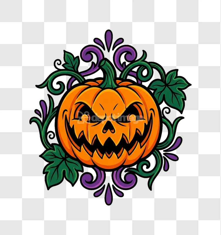 Jack O Lantern Vine Purple Halloween Vector