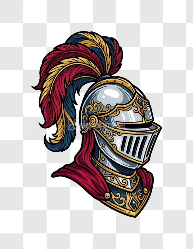 Knight Helmet Plume Vector Illustration