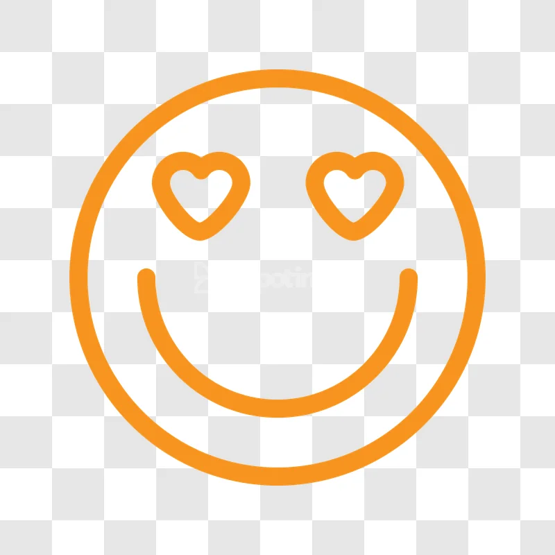 Love Heart Eyes Orange Smiley Face Icon flat orange outline dark gray background
