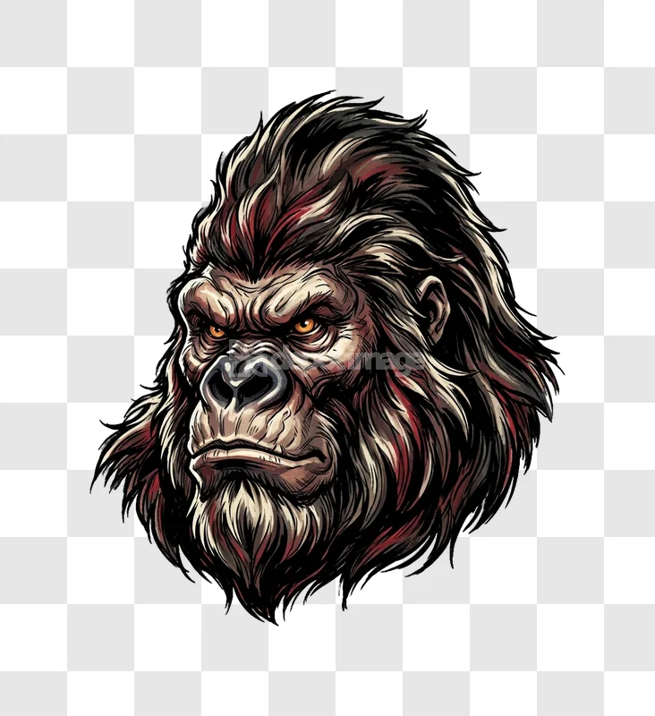 Majestic Gorilla Head Angry Face Vector Art