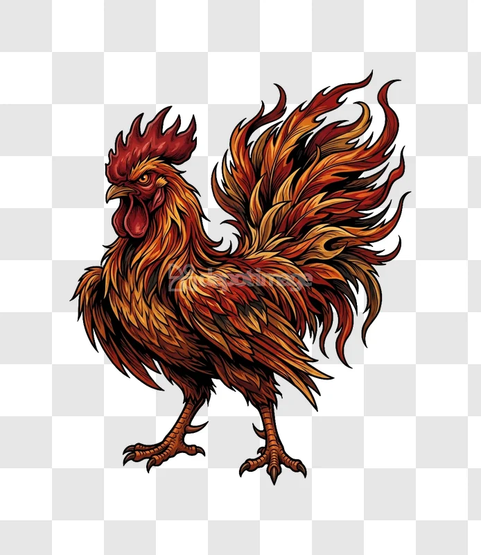 Majestic Rooster Vector Art Illustration