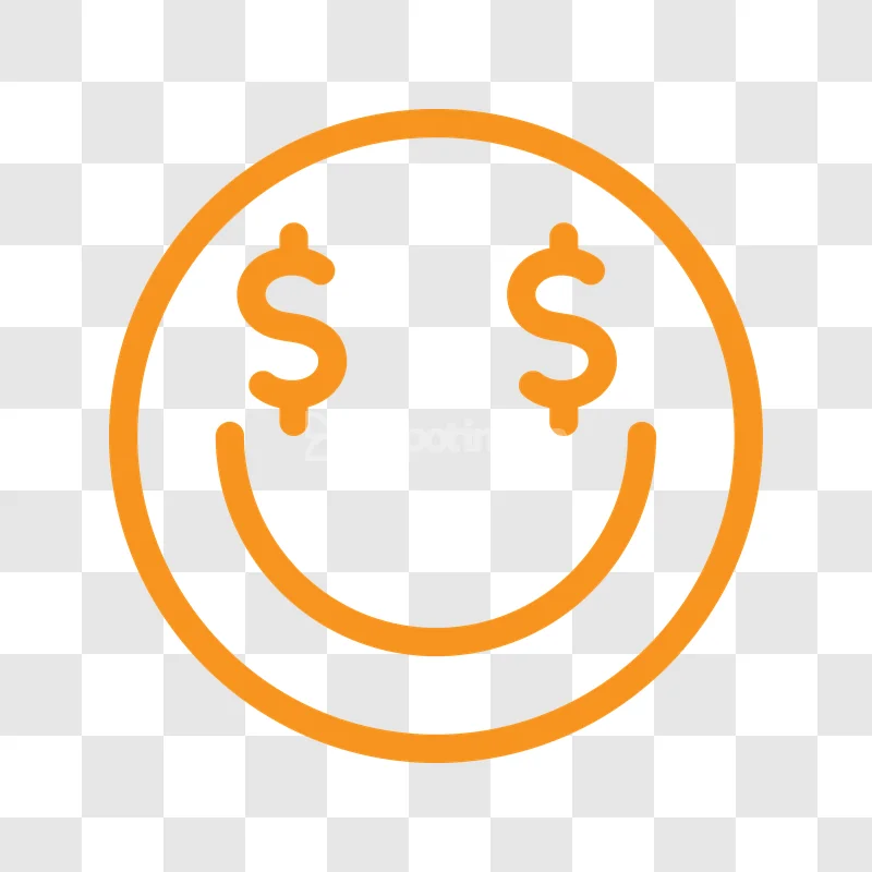 Money Smiley Face Outline Icon Orange simple orange line art