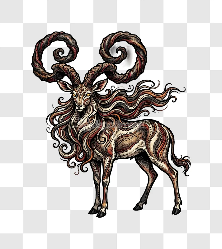 Mythical Deer Antelope Ornate Patterns