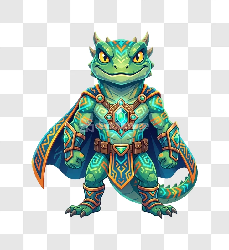 Mythical Lizard Warrior Costume Glowing Eyes