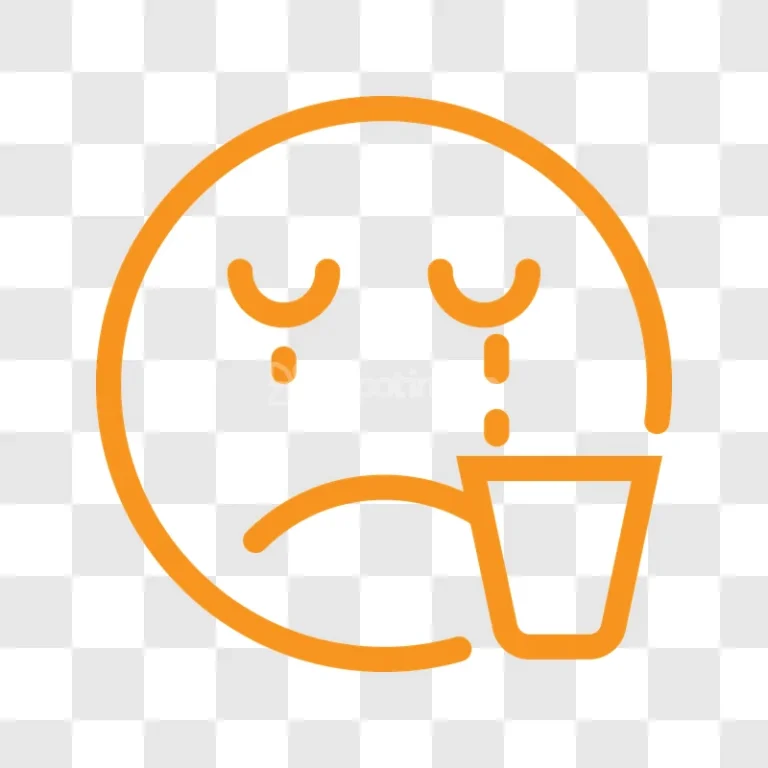 Orange Crying Face Outline Icon