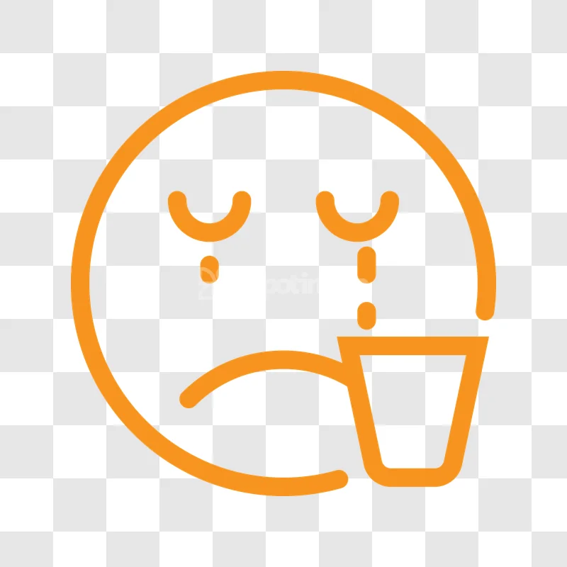 Orange Crying Face Outline Icon line art transparent background