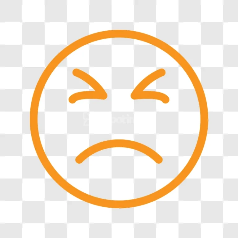 Orange Disappointed Sad Face Outline Emoji