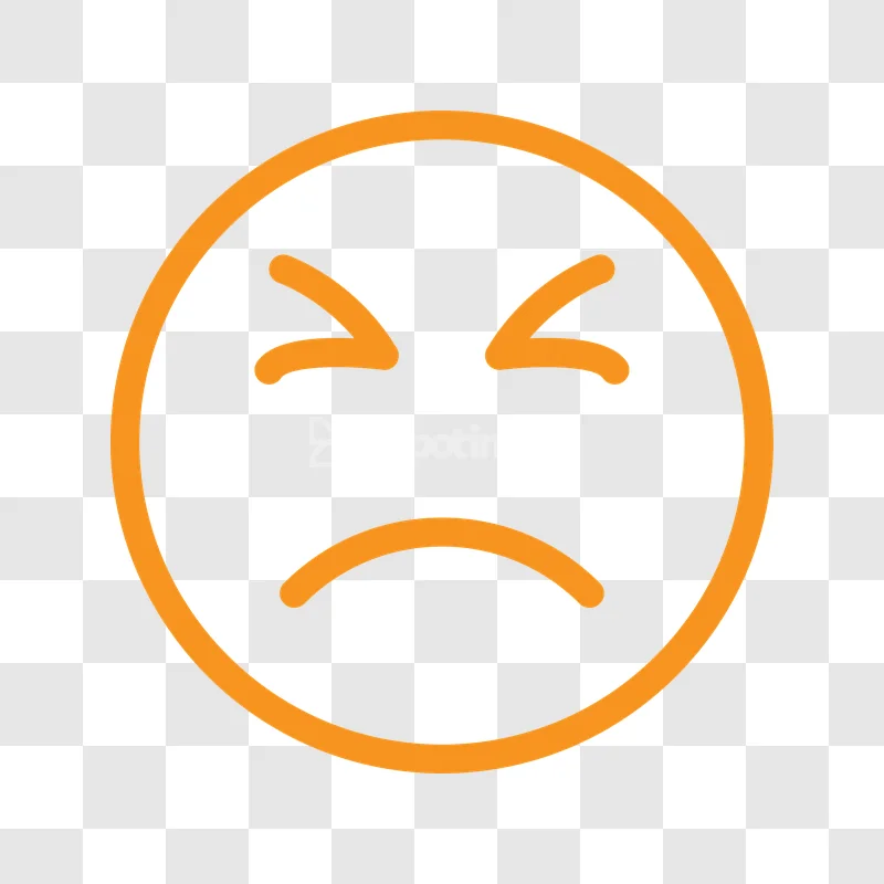 Orange Disappointed Sad Face Outline Emoji orange line art dark background