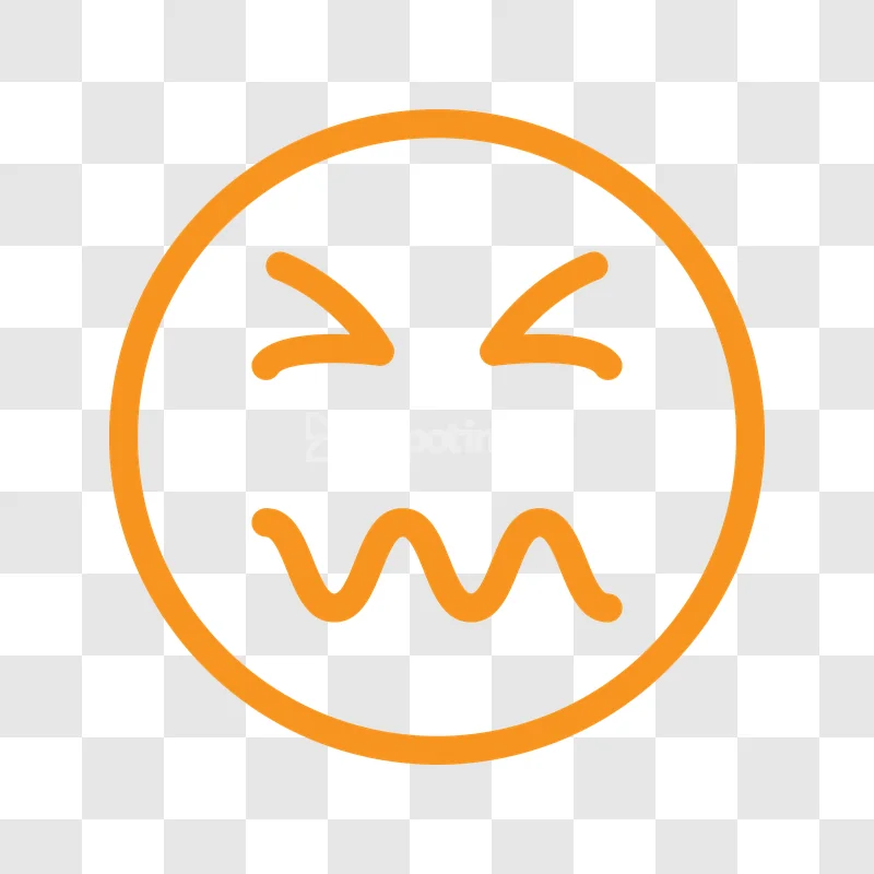 Orange Disgusted Face Emoji Outline Icon minimalist orange outline, dark grey background