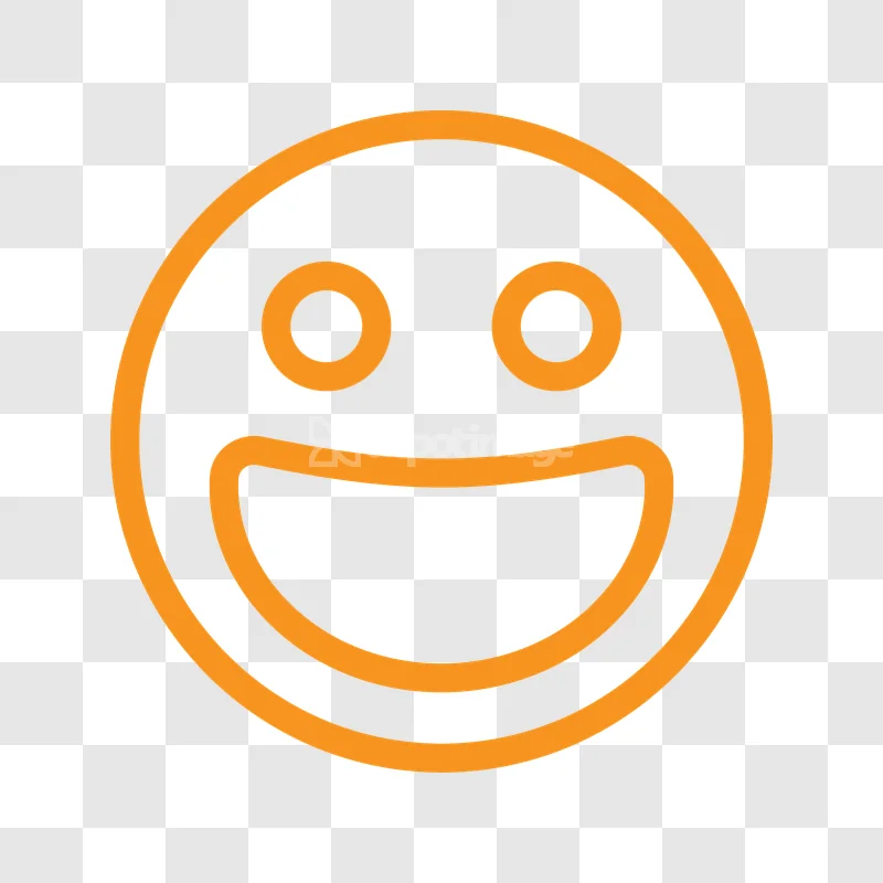 Orange Happy Smiley Face Outline Icon orange line art grey background