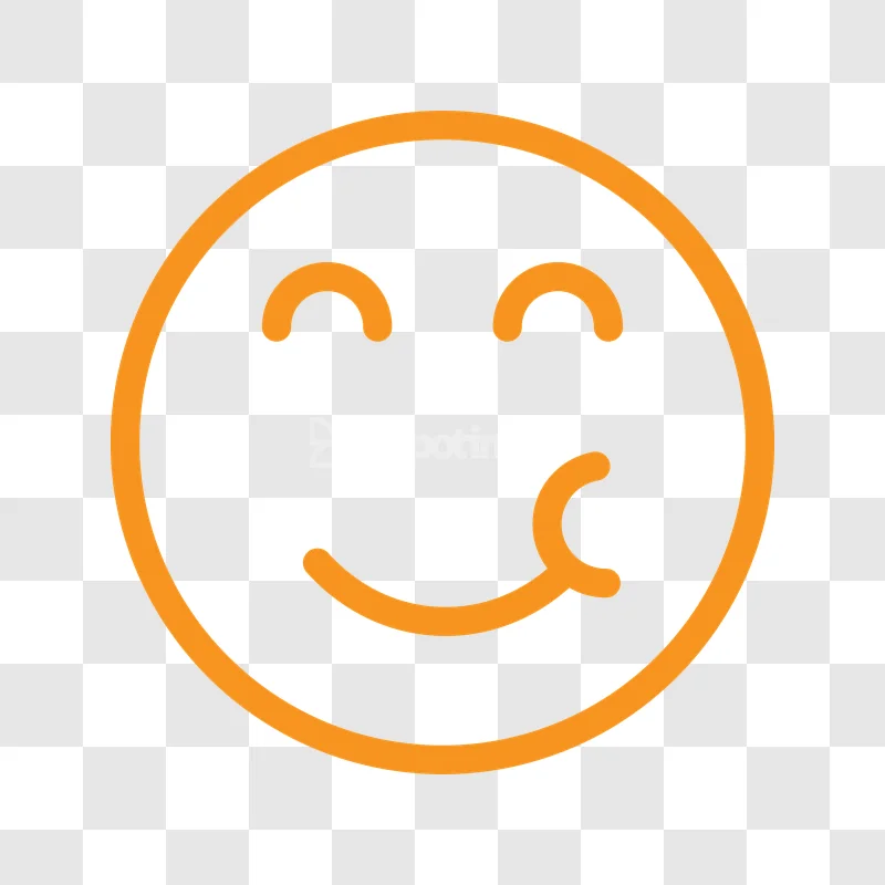 Orange Happy Yummy Face Emoji Icon flat orange icon on gray background