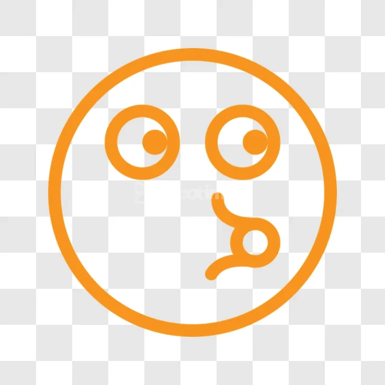 Orange Kissing Emoji Face Outline Icon