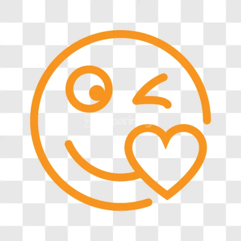 Orange Line Art Winking Heart Emoji