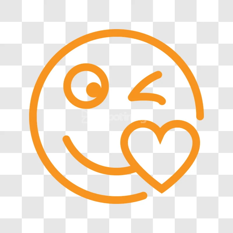 Orange Line Art Winking Heart Emoji line art dark background