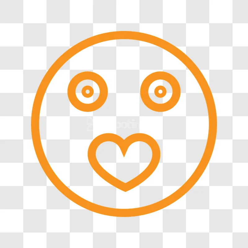 Orange Line Smiley Face Heart Mouth simple orange outline icon