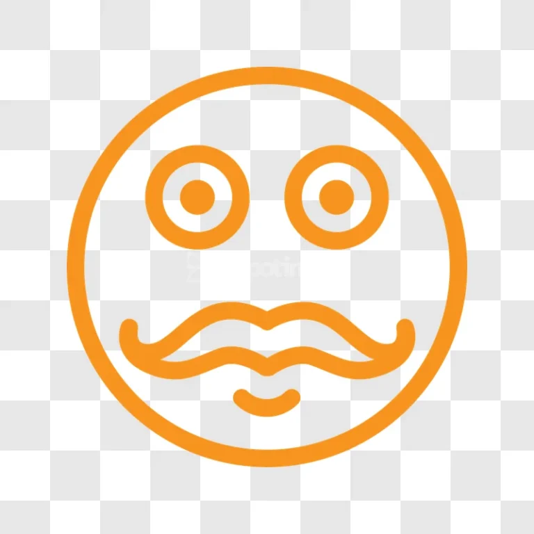 Orange Mustache Smiley Face Icon