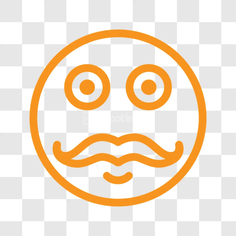 Orange Mustache Smiley Face Icon flat design orange grey