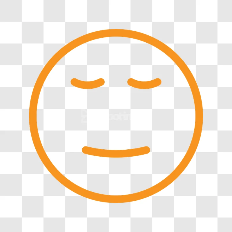 Orange Outline Calm Face Emoji Icon simple orange lines grey background