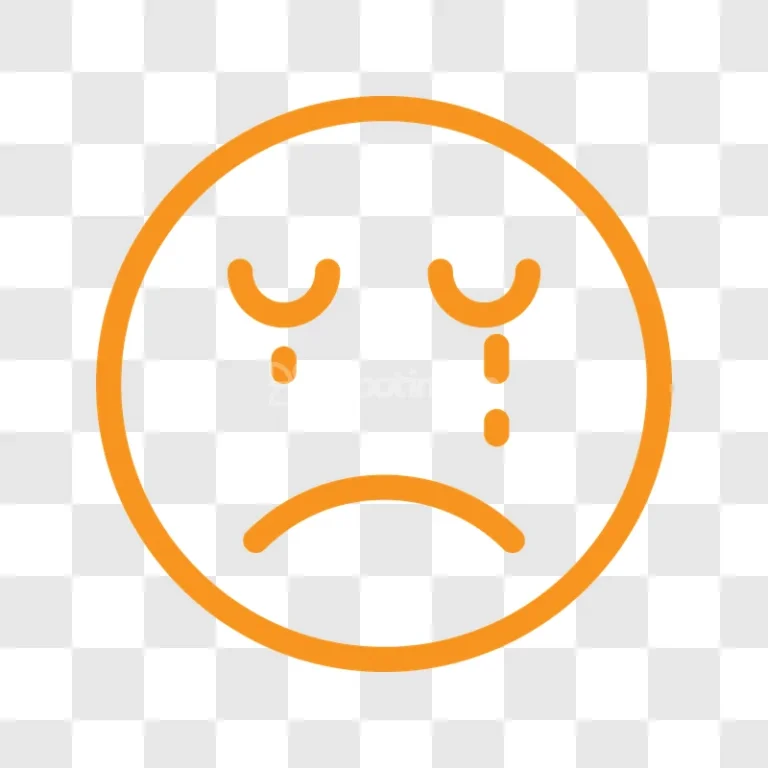Orange Outline Crying Sad Emoji Face Icon