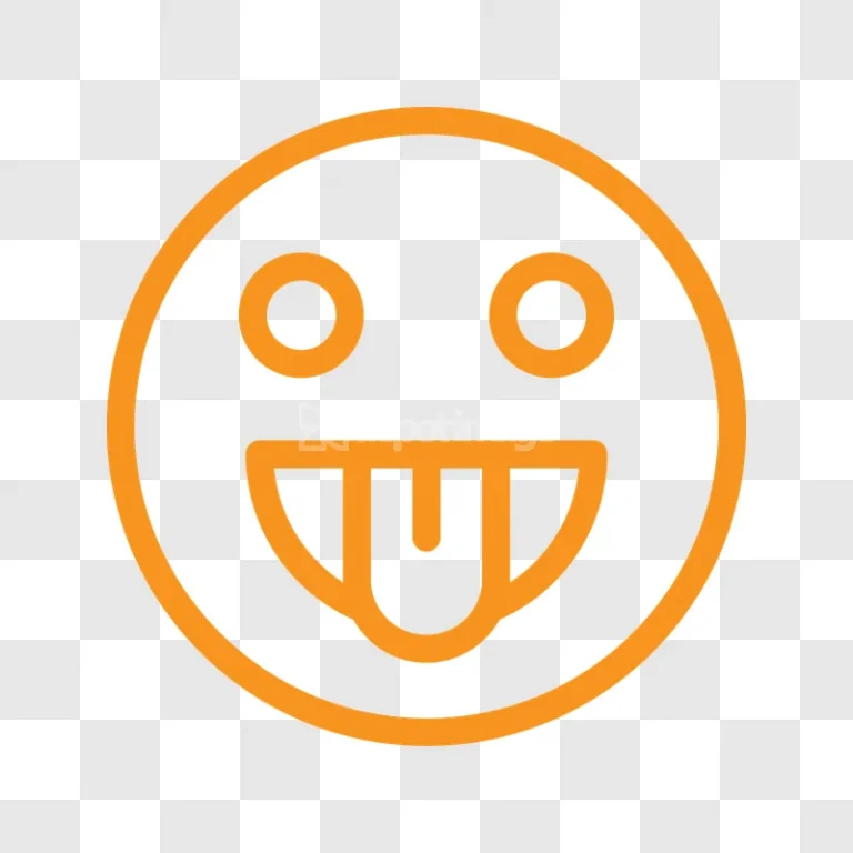 Orange Outline Emoji Silly Face