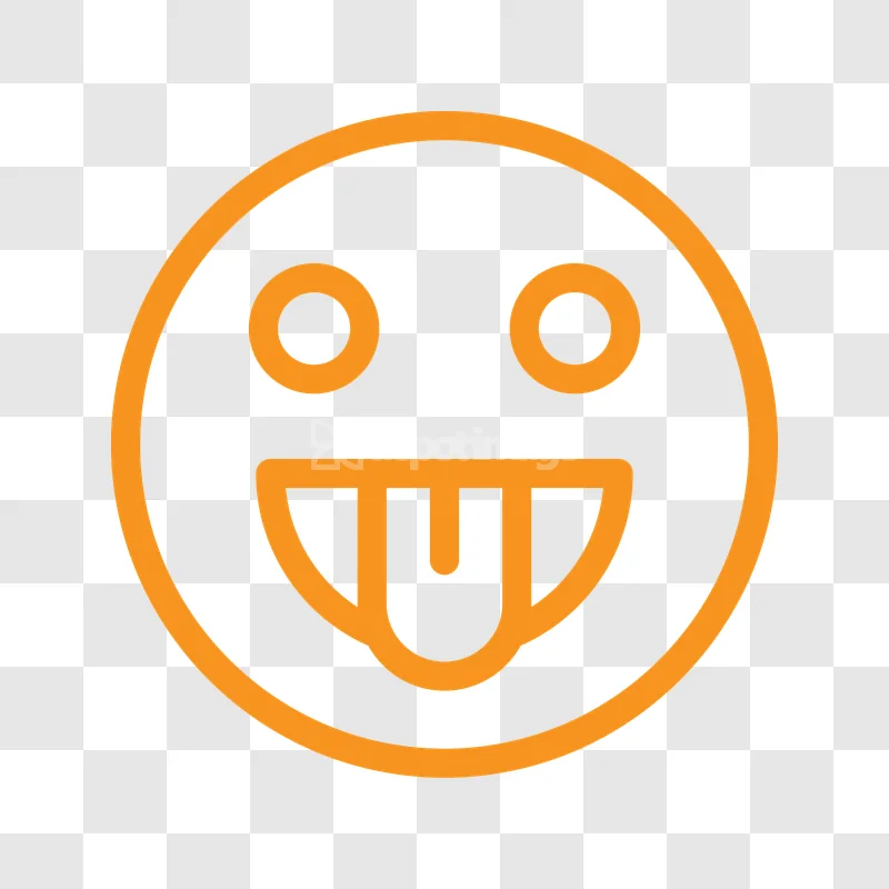 Orange Outline Emoji Silly Face orange line art gray background