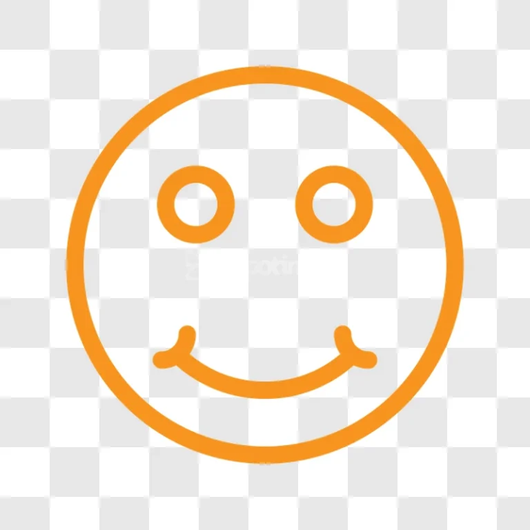 Orange Outline Happy Smiley Face Icon