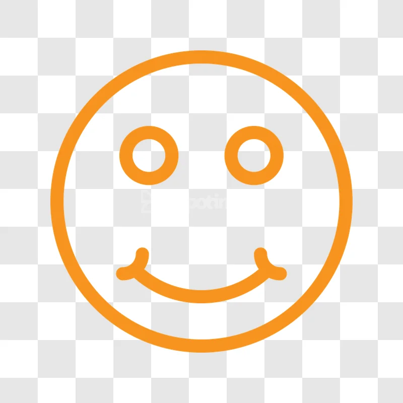 Orange Outline Happy Smiley Face Icon simple line art on gray background