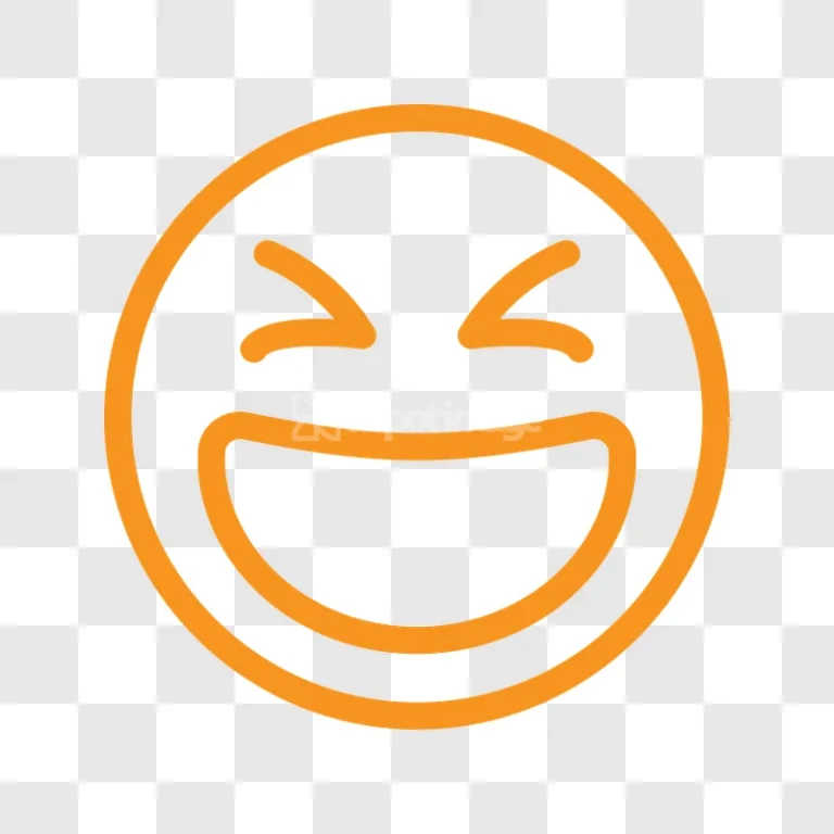 Orange Outline Laughing Emoji Icon 1