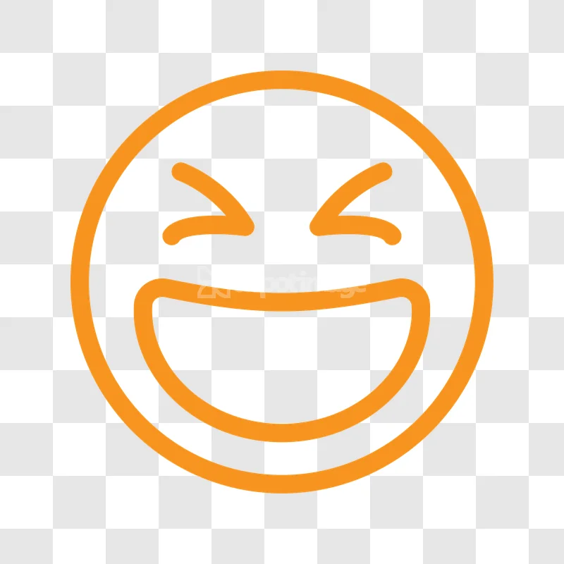 Orange Outline Laughing Emoji Icon 1, orange outline, smiling face, transparent background