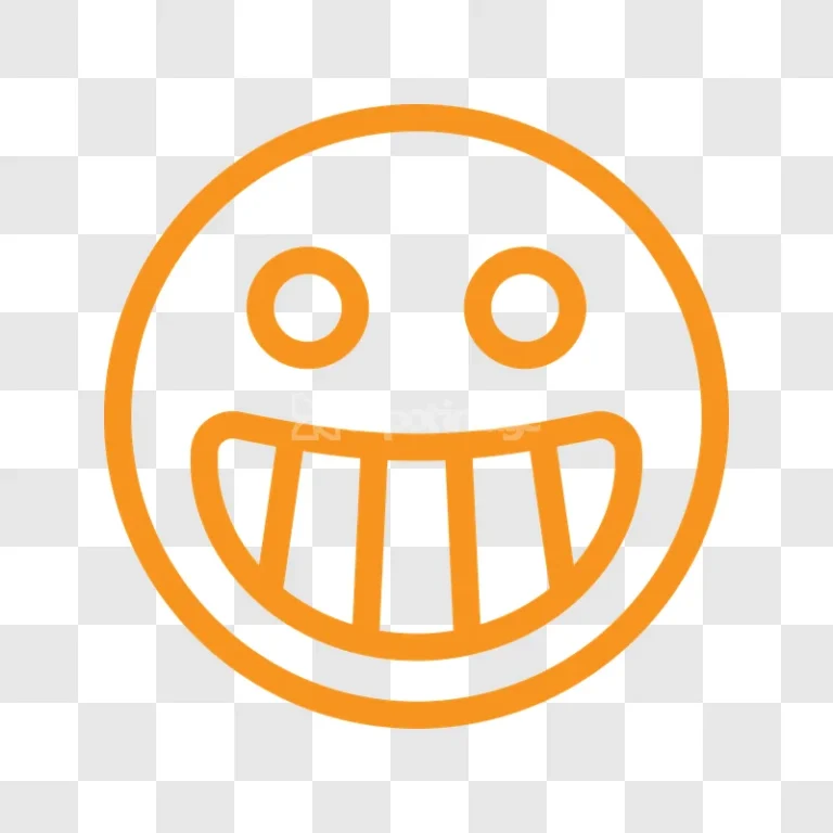 Orange Outline Laughing Emoji Icon