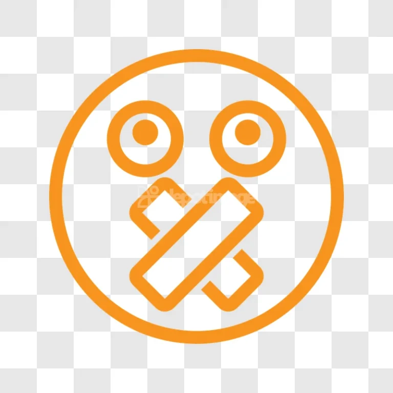 Orange Outline Silence Emoji Icon